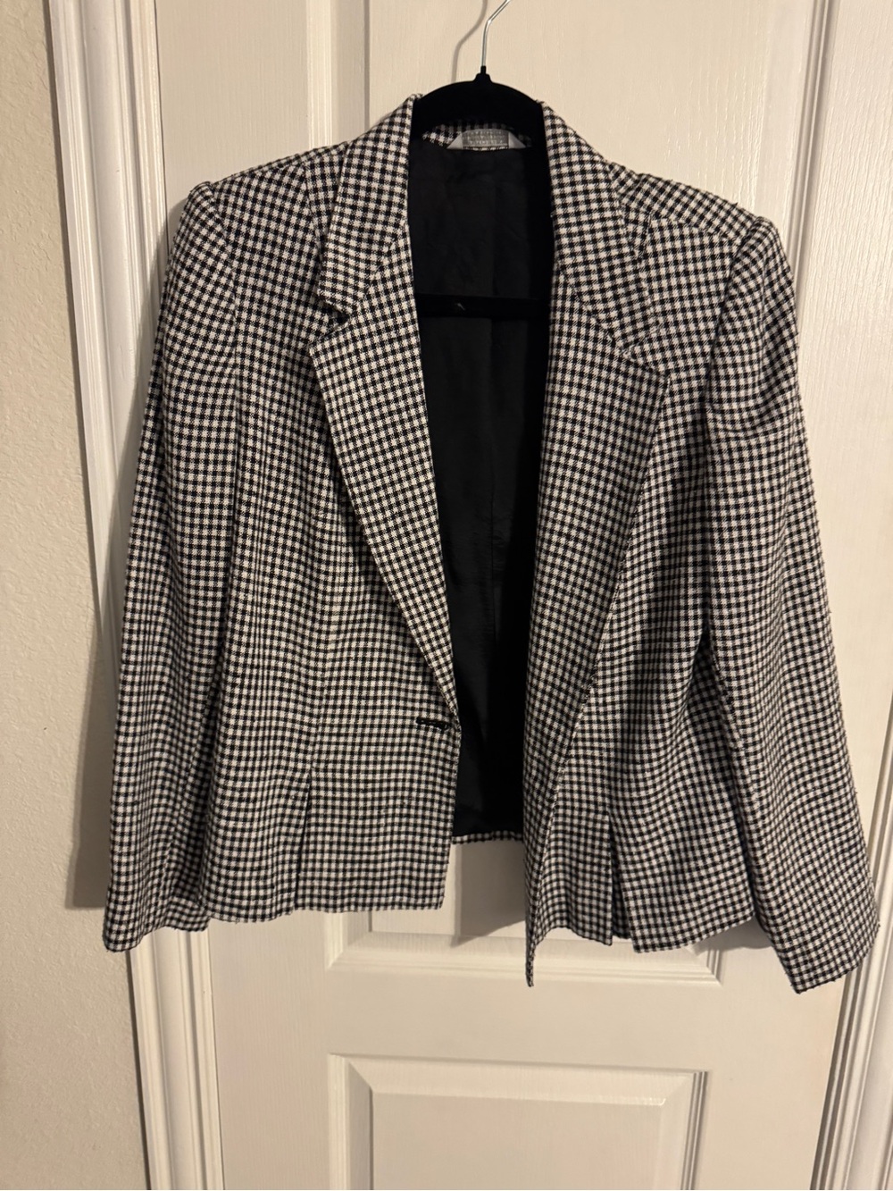 Black & White Gingham Tailored Women's Blazer